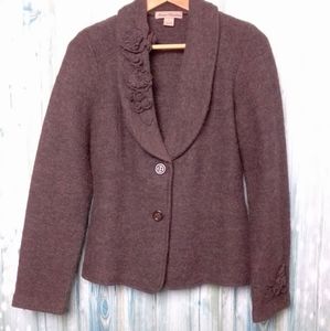 Marisa Christina 100% Wool Brown Button Down JacketS